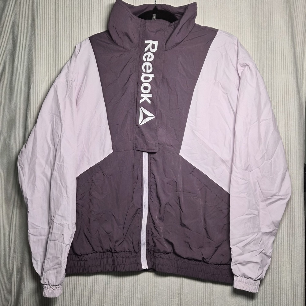 Vintage Reebok Focus Track Jacket Womens  M Violet Long Sleeve Full Zip Pocket